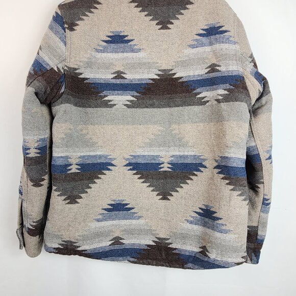 Jachs New York Men's Aztec Wool Blend Sherpa Lined Shirt Jacket Medium Shacket - Picture 2 of 8